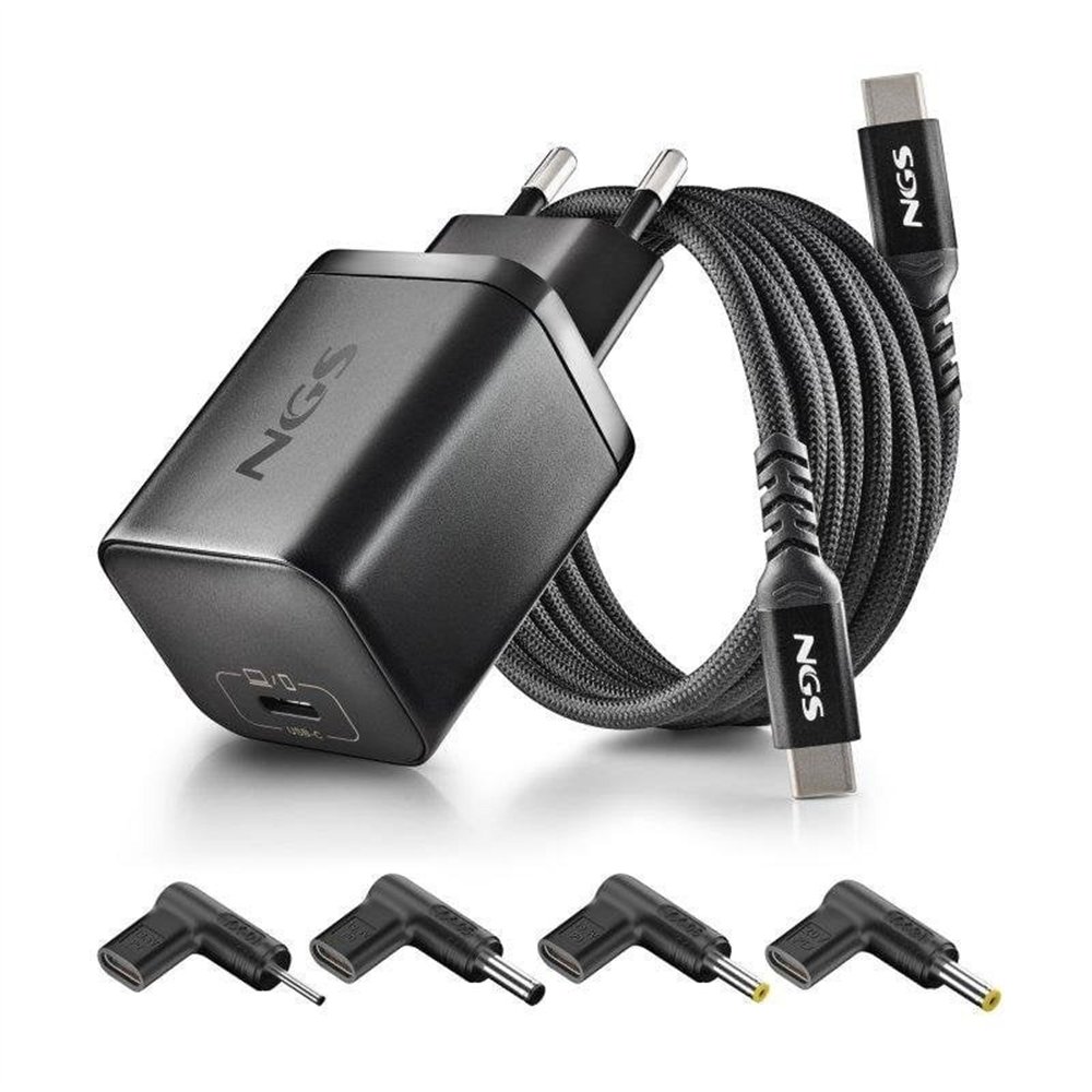 cargador de portatil acer ngs bud gan usb-c 65w 4 conectores + cable 1.5m usb-c black