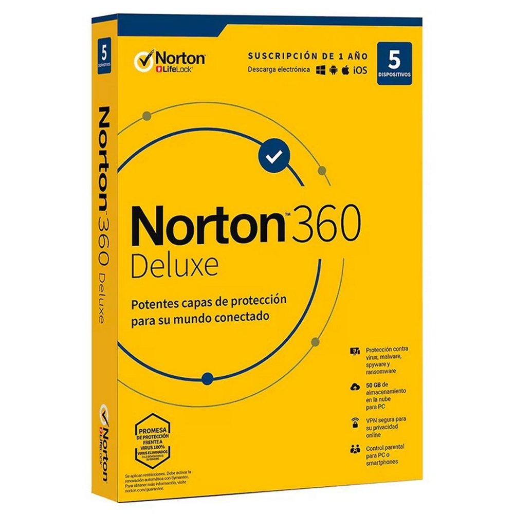 norton 360 deluxe 50gb es 1 user 5 device 1 año l. electronica