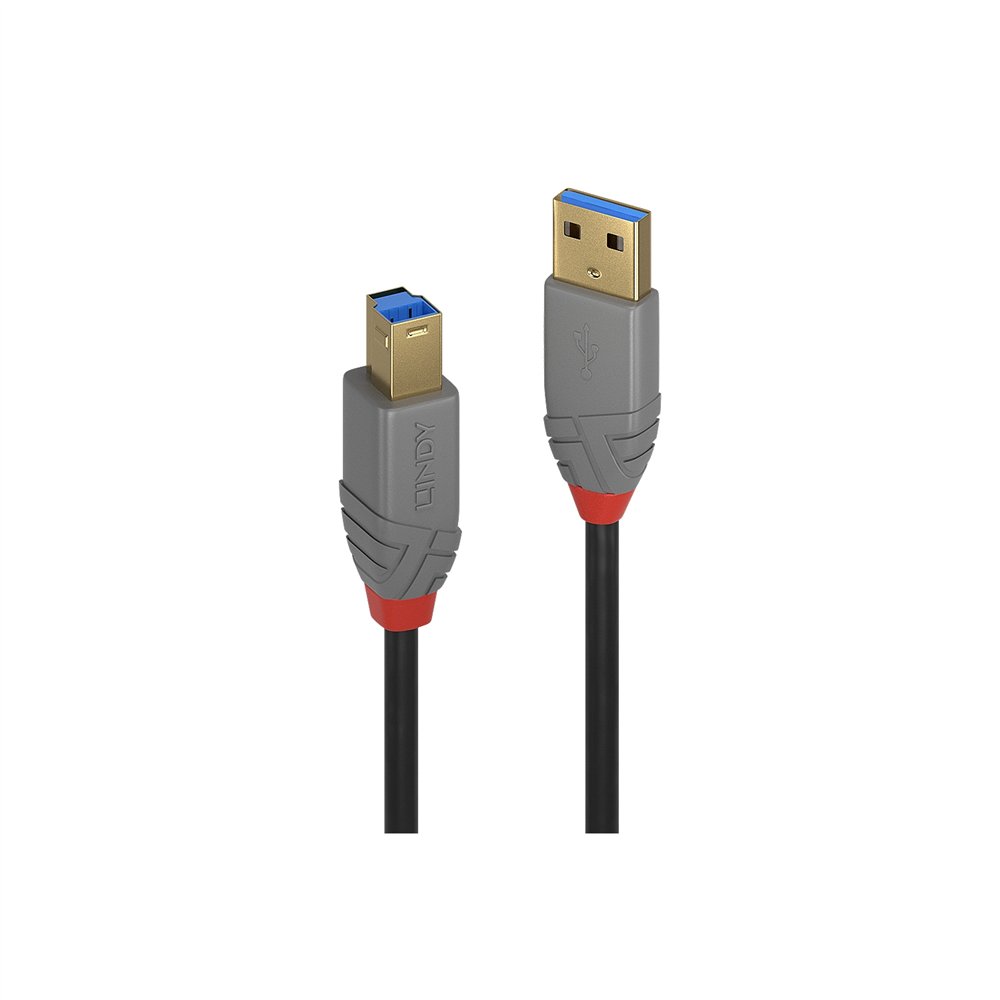 lindy 36740 cable usb 0,5 m usb 3.2 gen 1 (3.1 gen 1) usb a usb b negro