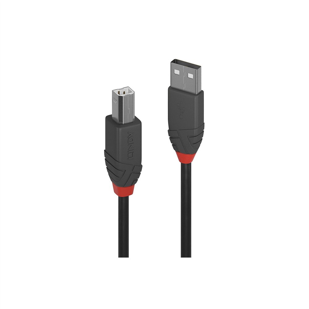 lindy 36671 cable usb 0,5 m usb 2.0 usb a usb b negro, gris