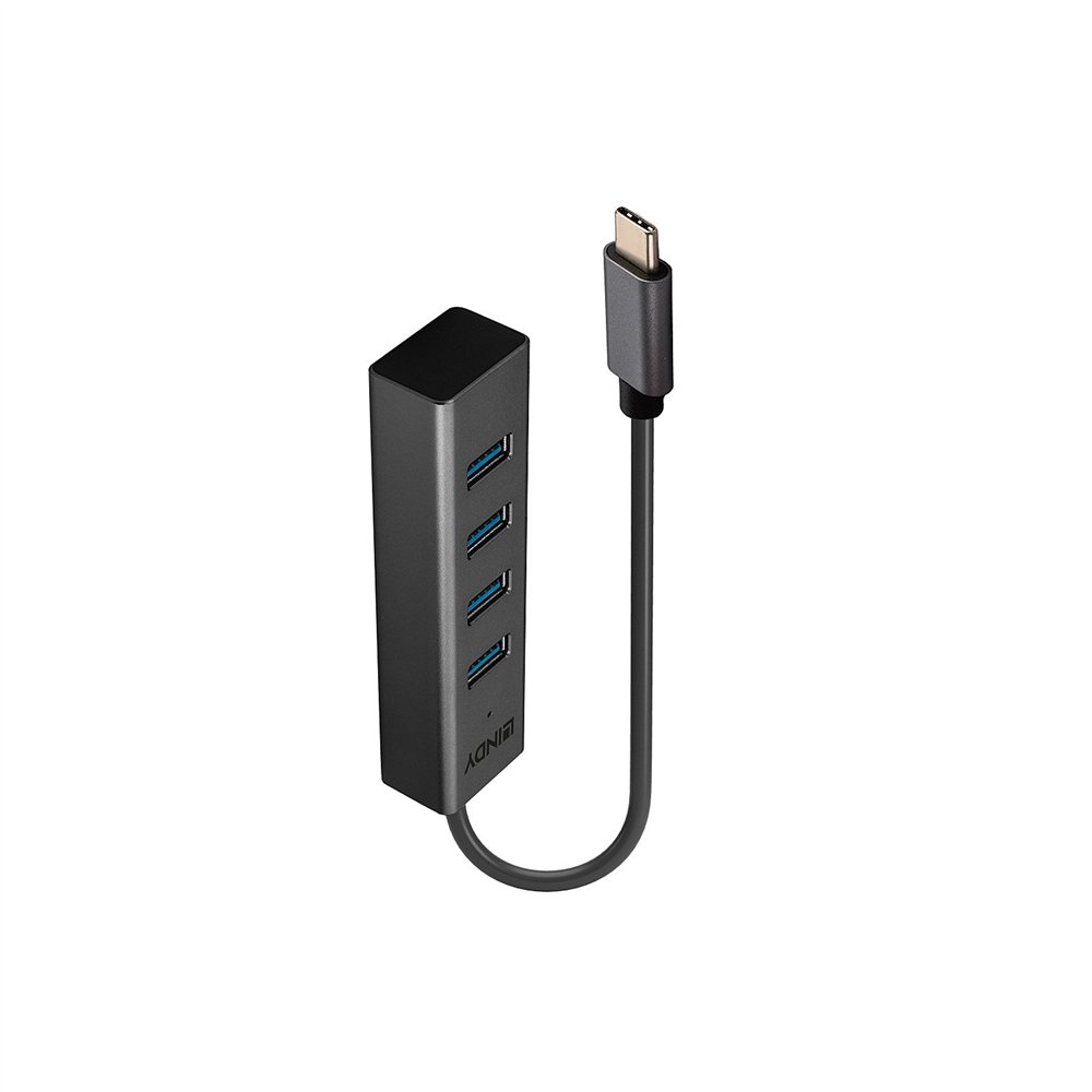 lindy 43325 hub de interfaz usb 3.2 gen 1 (3.1 gen 1) type-c 5000 mbit/s gris