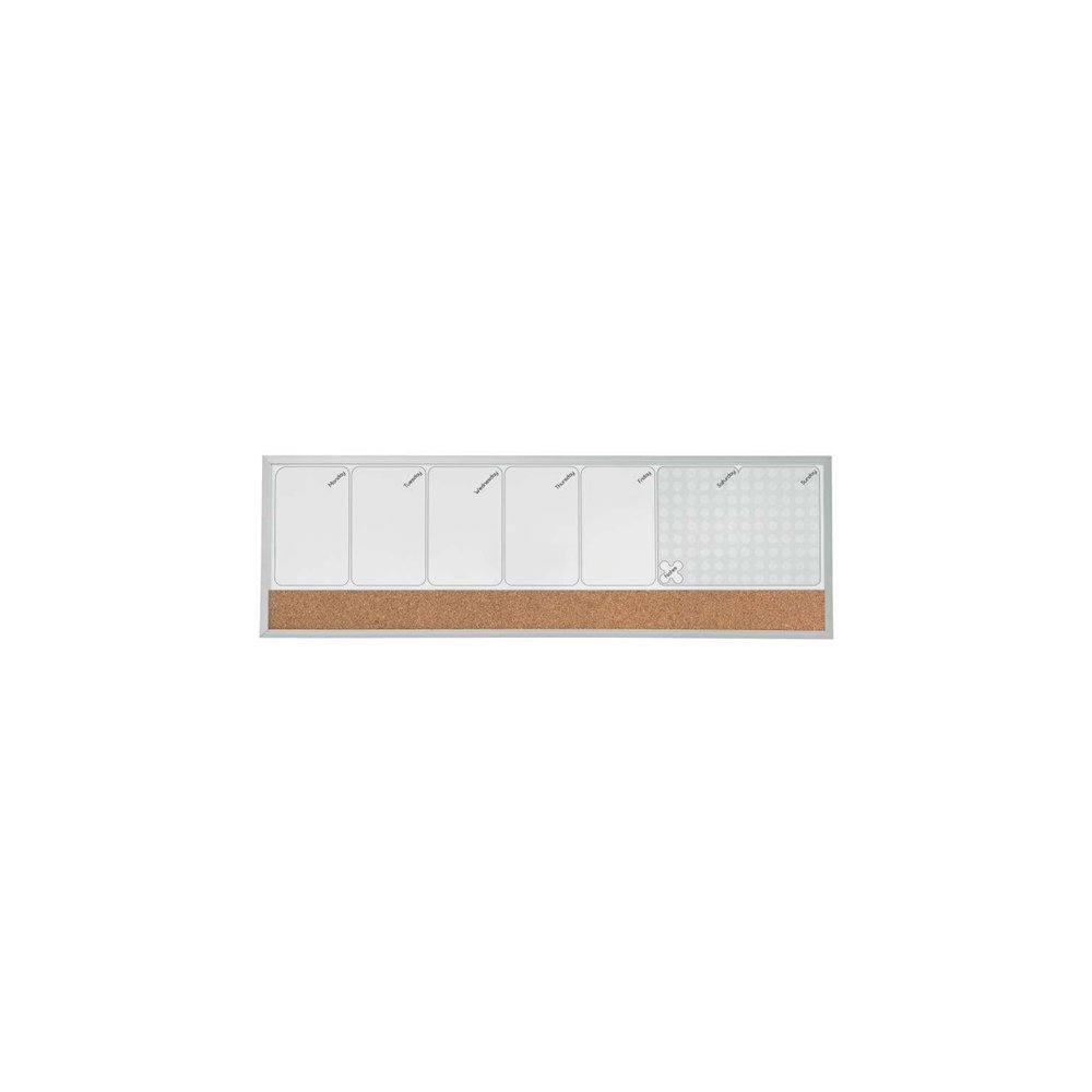 nobo planificador semanal de pizarra magnetica peque?a 585x190mm - tira de corcho - almohadillas adhesivas e imanes - gris