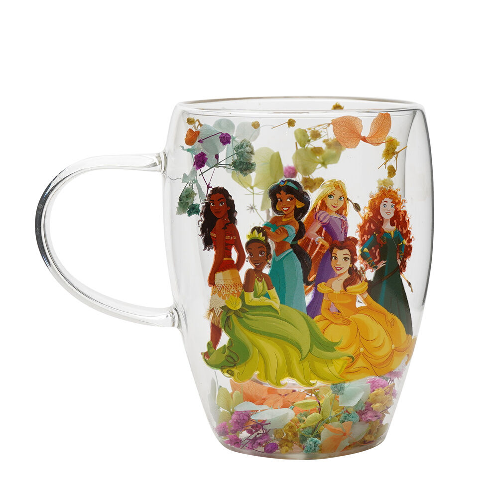 taza cristal flores secas princesas disney