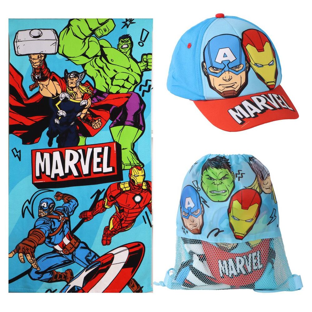 set toalla + saco + gorra los vengadores avengers marvel