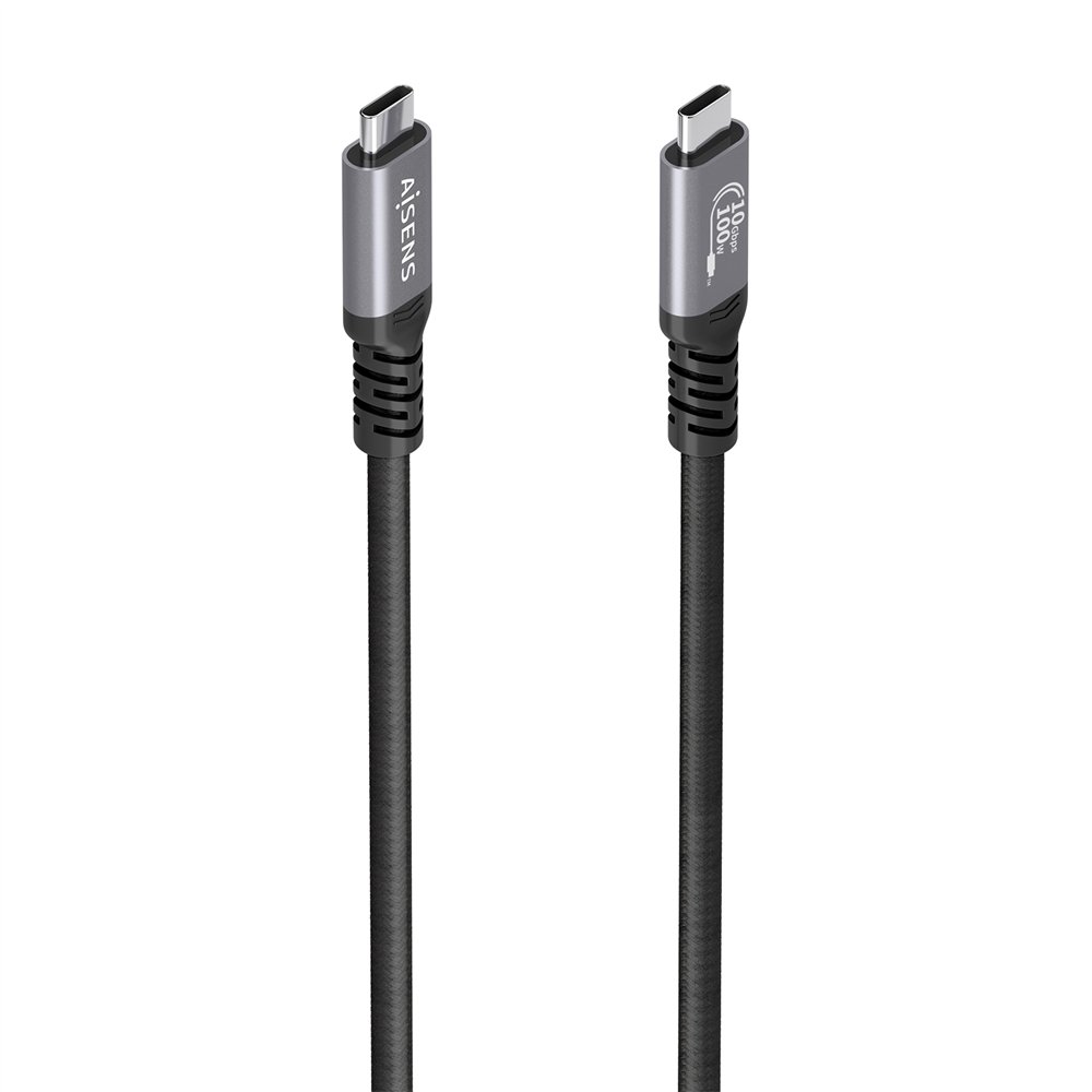 aisens cable usb 3.2 gen2 aluminio 10gbps 8k@30hz 5a 100w e-mark, tipo usb-c/m-usb-c/m, negro, 4.0m