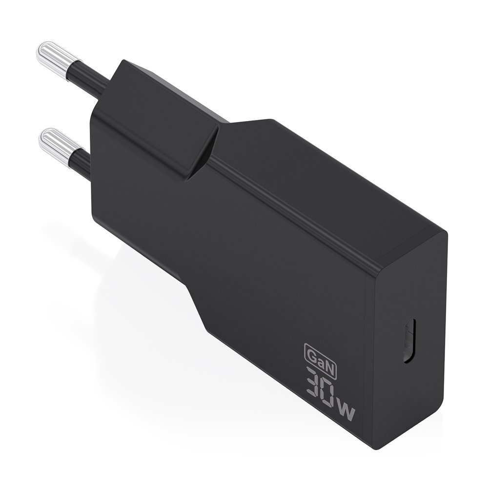 aisens cargador ultra delgado gan 30w, 1xusb-c pd3.0, negro