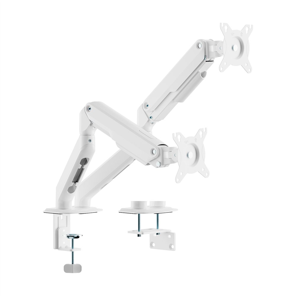 aisens soporte de mesa eco contrapeso giratorio e inclinable para monitor/tv 9kg (3 pivotes, 2 brazos) de 17-32, blanco