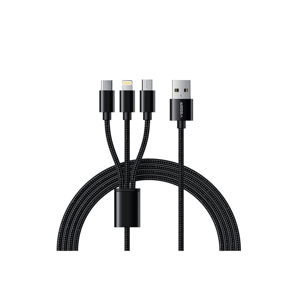 veger vg-v303 cable usb-a a usb-c lightning y micro-usb
