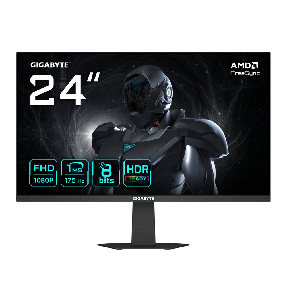 gigabyte gs24f14a monitor gaming 24” fhd - 1920 x 1080, 175hz, 1ms, 400 cd/m², freesync, hdr ready, hdmi 2.0, displayport 1.4
