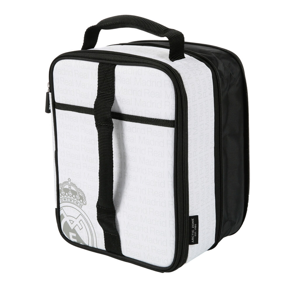 bolsa porta alimentos termica + tupper real madrid