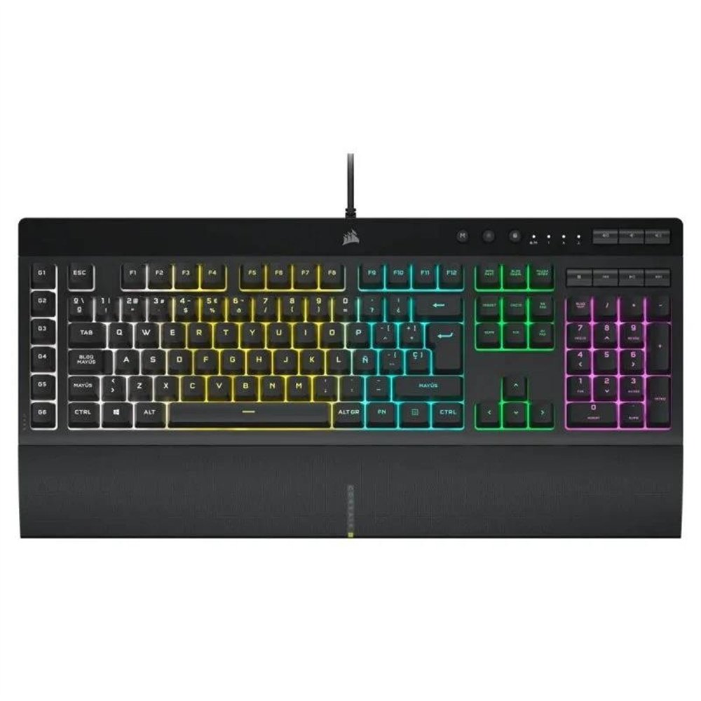 teclado gaming corsair k55 pro usb icue rgb black + reposamuñeca
