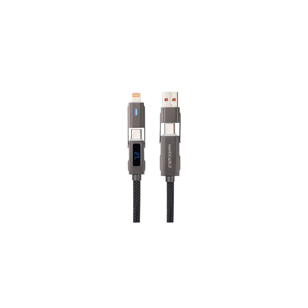 nanocable 10.01.2501 cable usb 1 m usb a/usb c usb c/lightning negro