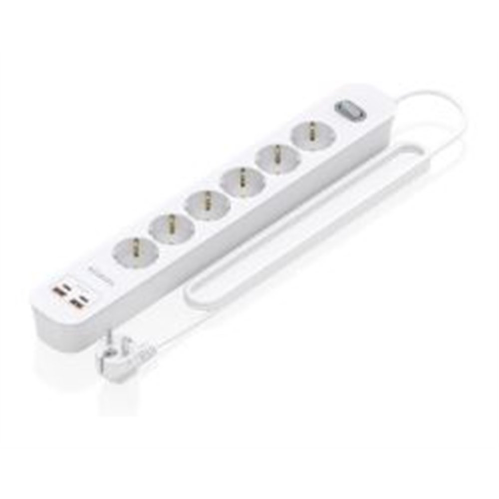 regleta aisens 6 tomas 2xusb-c 2xusb-a (asps-2a2c16-w)