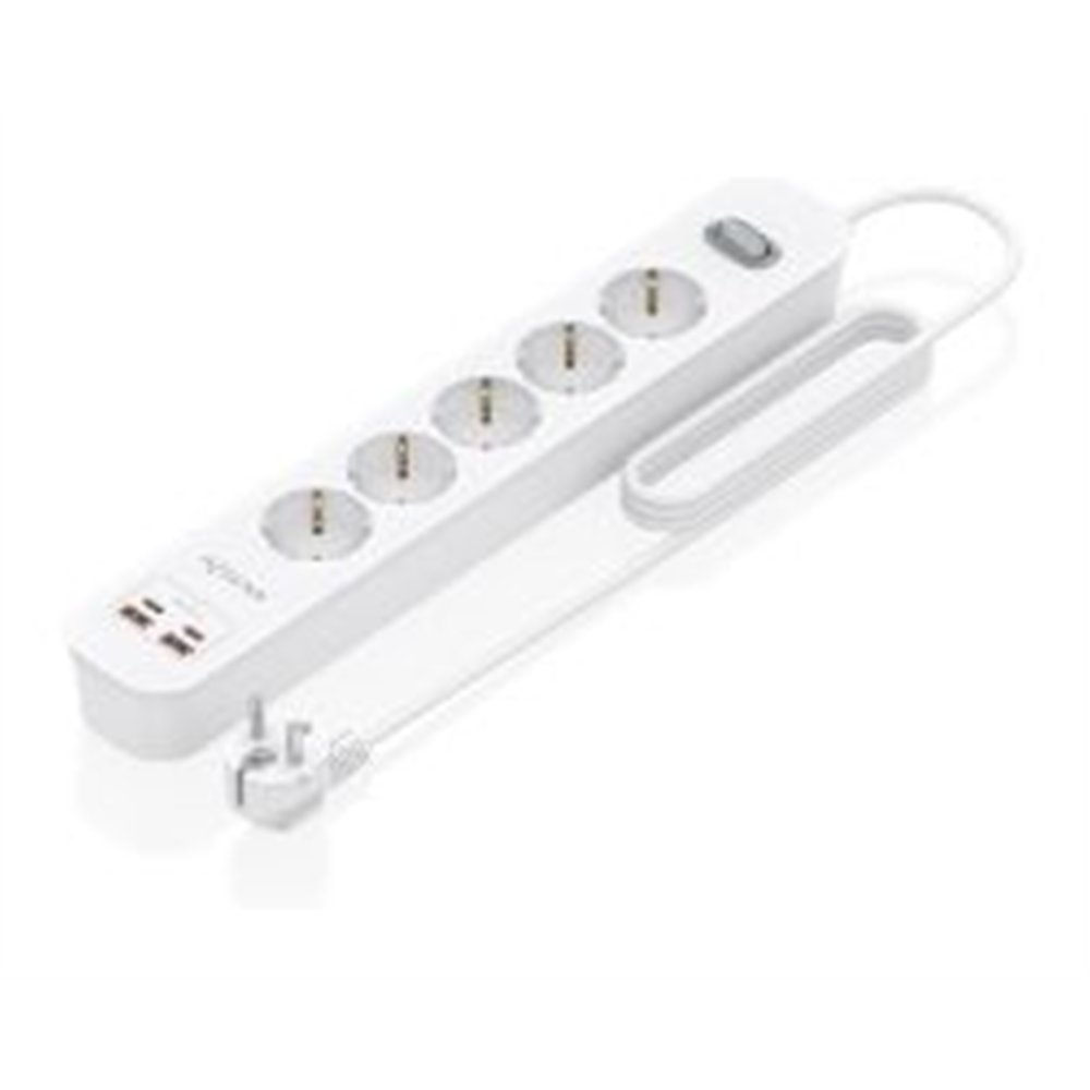 regleta aisens 5 tomas 2xusb-c 2xusb-a (asps-2a2c14-w)