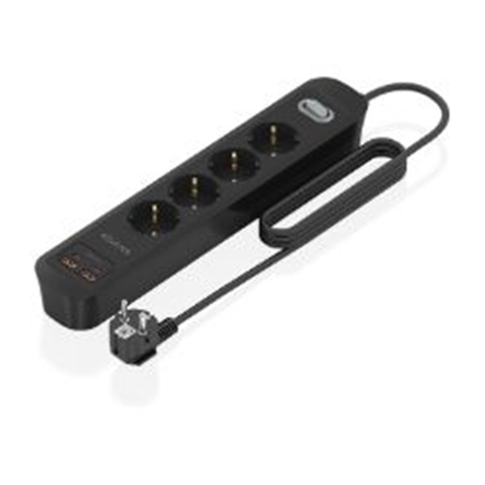 regleta aisens 4tomas 2xusb-c 2xusb-a (asps-2a2c13-bk)