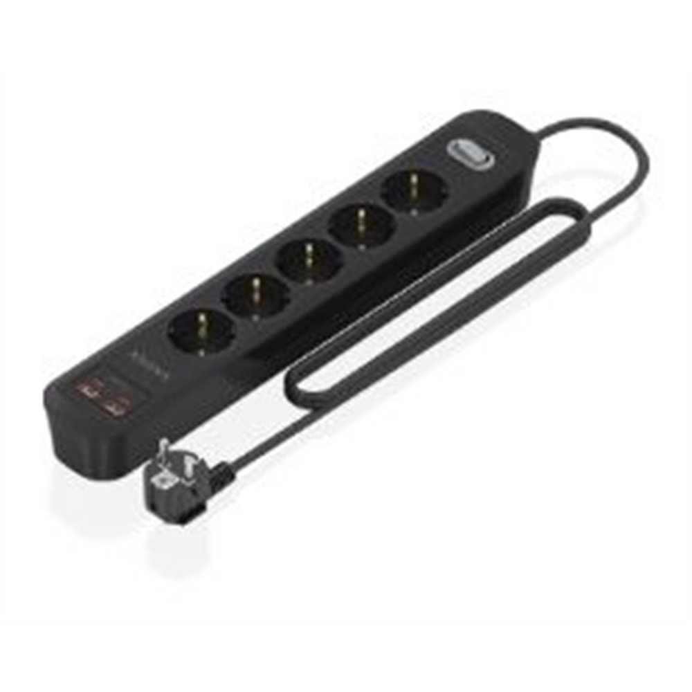 regleta aisens 5 tomas 2xusb-c 2xusb-a (asps-2a2c15-bk)