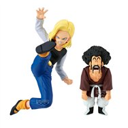 set 2 figures android 18 & mr. satan match makers dragon ball z 11-8cm