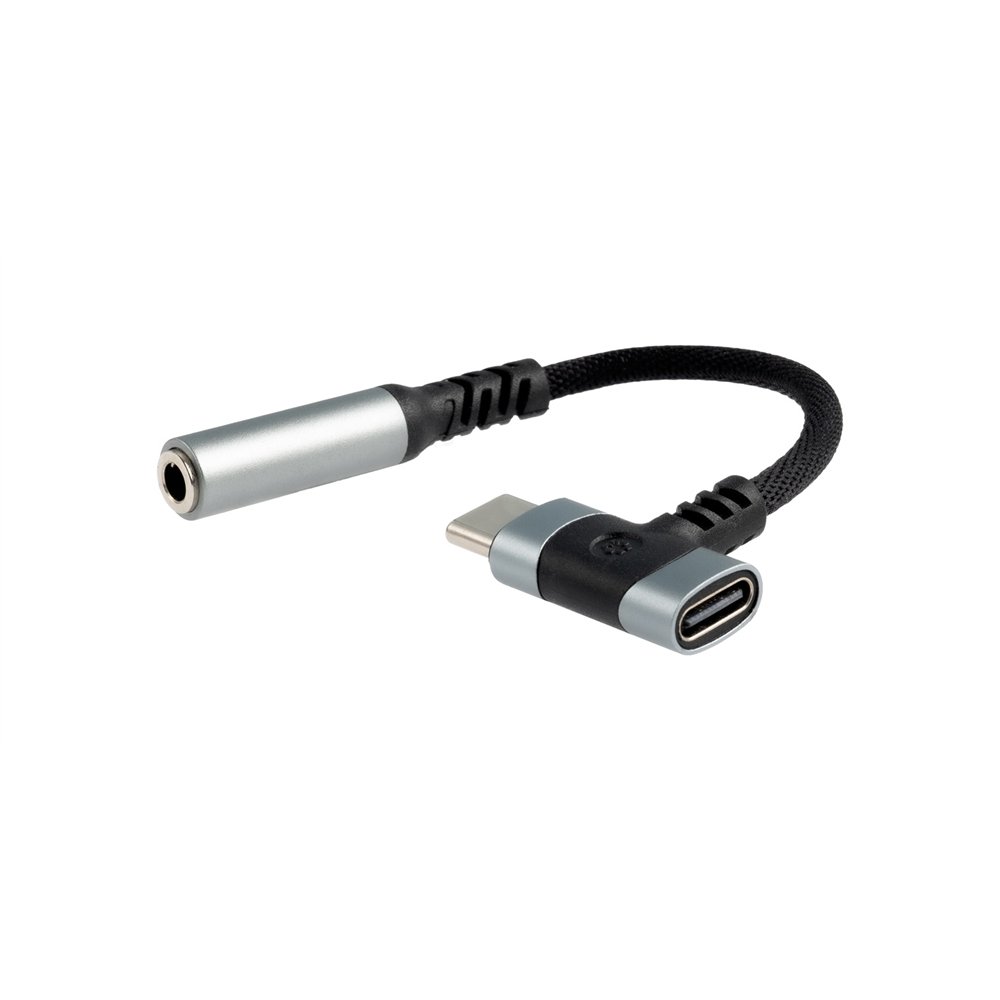 nanocable 10.24.1207 cambiador de género para cable usb-c + usb-c 3.5 mm negro