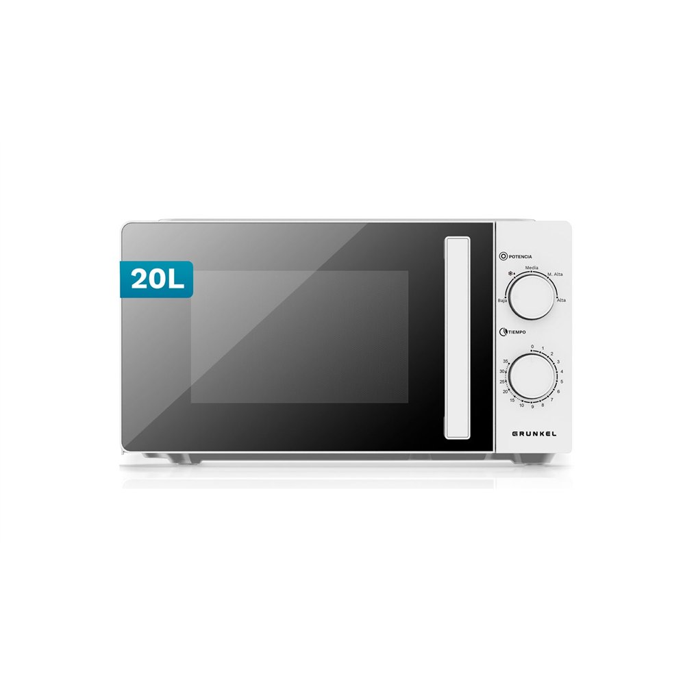 grunkel mw-20easy microondas blanco, negro solo microondas encimera 20 l 700 w