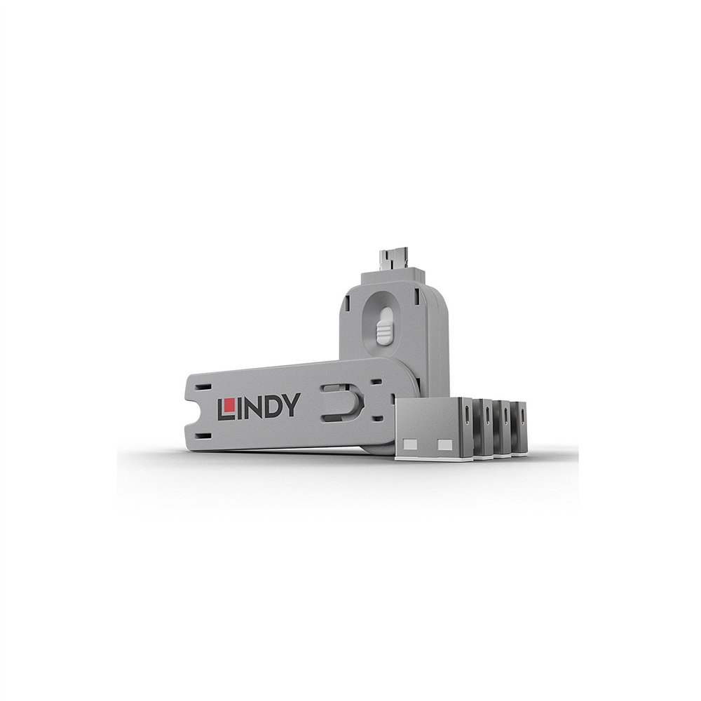 lindy 40454 bloqueador de puerto bloqueador de puerto + clave usb tipo a blanco acrilonitrilo butadieno estireno (abs) 5 pieza(s