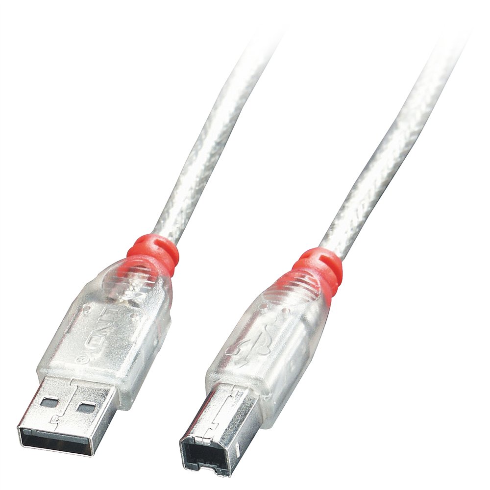 lindy 41750 cable usb usb 2.0 0,2 m usb a usb b transparente