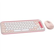 teclado + raton logitech pop icon wireless rose/white