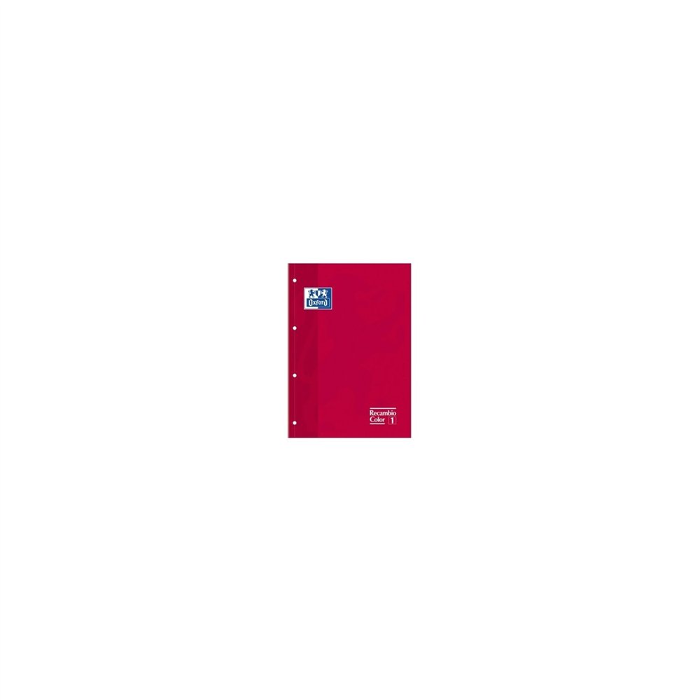 recambio oxford cuaderno a4 80 hojas 4 taladros cuadricula 5x5 rojo 400123673