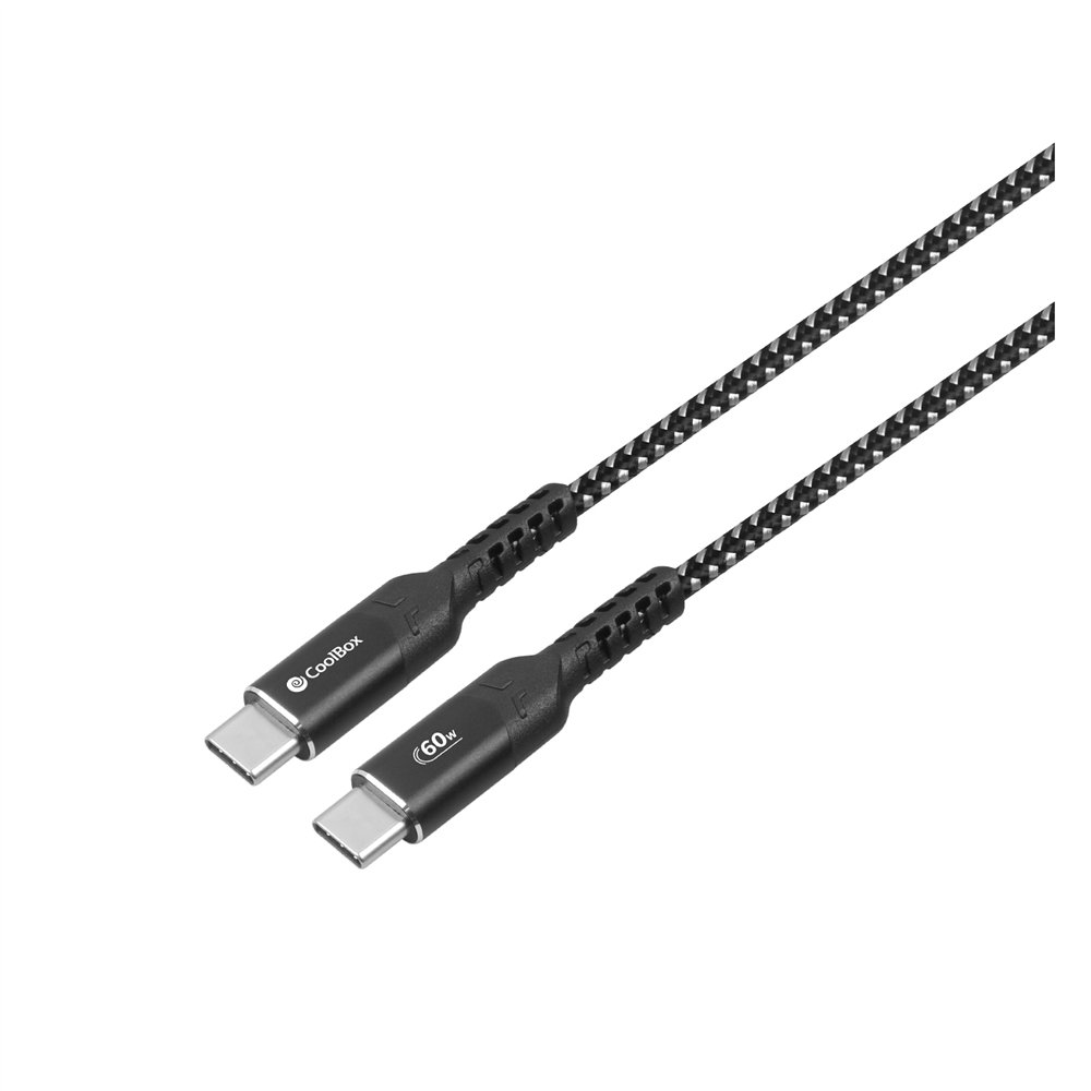coolbox coo-cab-uc-60w cable usb 1,2 m usb c negro, plata