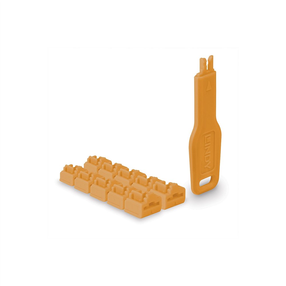 lindy 47897 bloqueador de puerto bloqueador de puerto + clave rj-45 naranja acrilonitrilo butadieno estireno (abs) 10 pieza(s)
