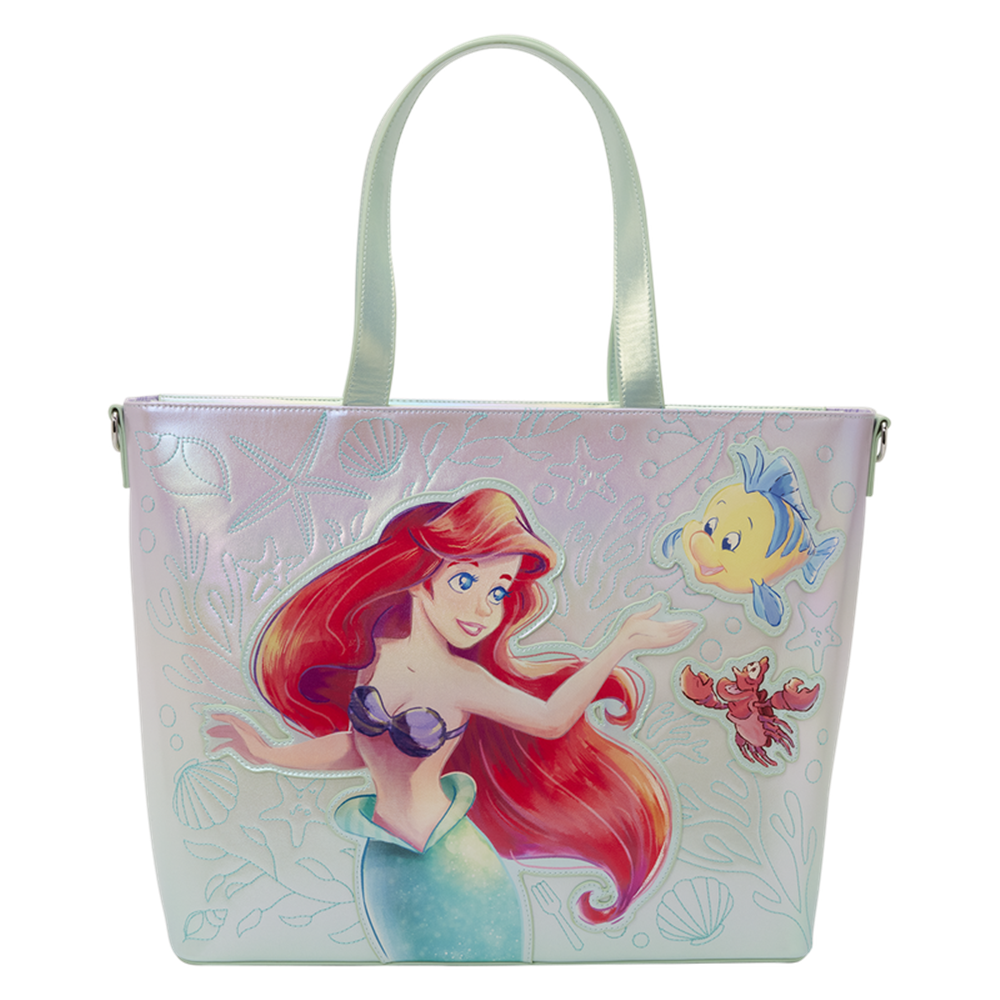 bolso + monedero ariel, flounder y sebastian la sirenita disney loungefly