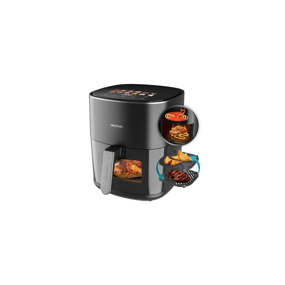 cecotec cecofry&grill duoheat 6500 sencillo 6,5 l independiente 2200 w freidora de aire caliente negro