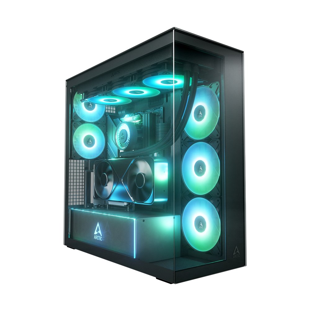arctic xtender vg black (mirror glass) midi tower negro