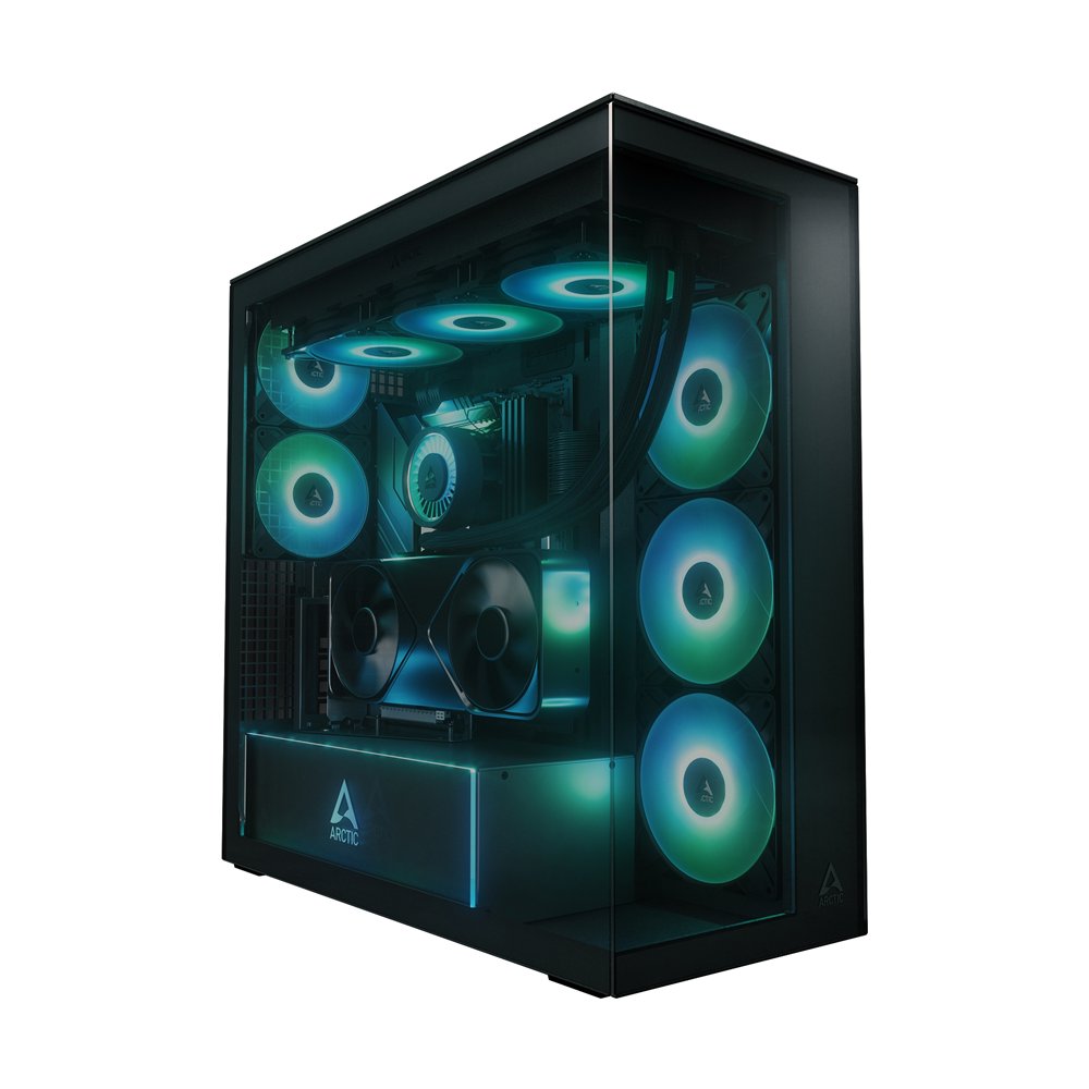 arctic xtender vg black (tinted glass) midi tower negro