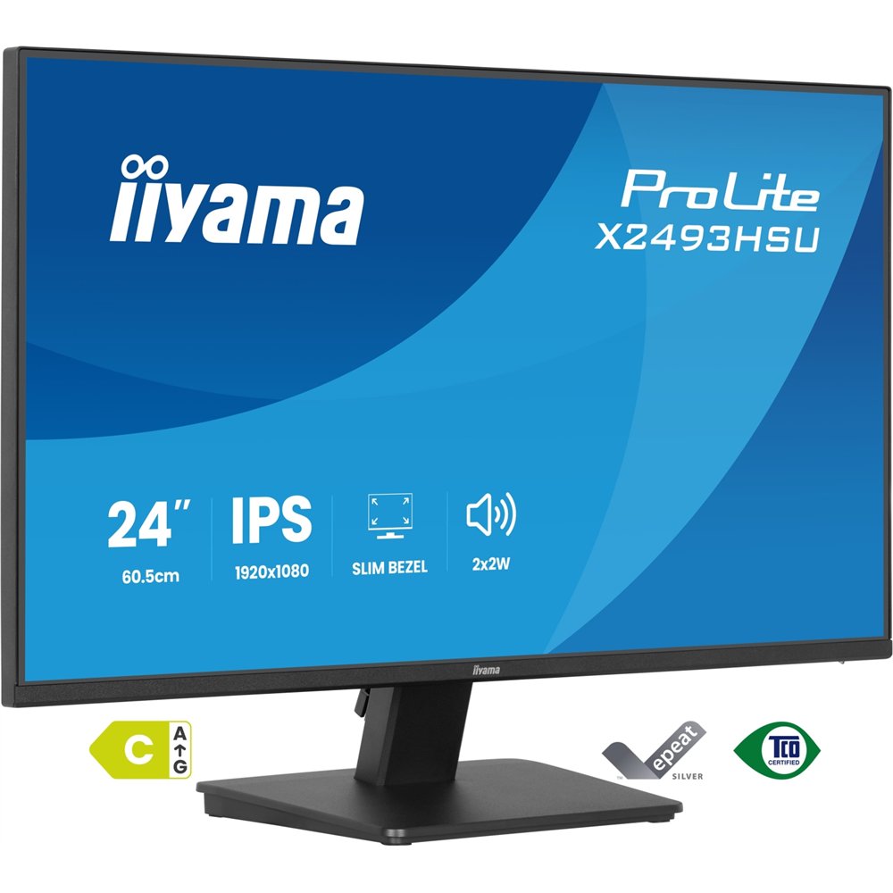 iiyama prolite x2493hsu-b1 pantalla para pc 60,5 cm (23.8") 1920 x 1080 pixeles full hd led negro