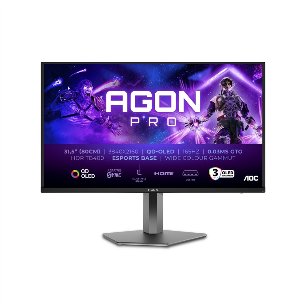 aoc agon pro ag326ud pantalla para pc 80 cm (31.5") 3840 x 2160 pixeles 4k ultra hd qd-oled negro