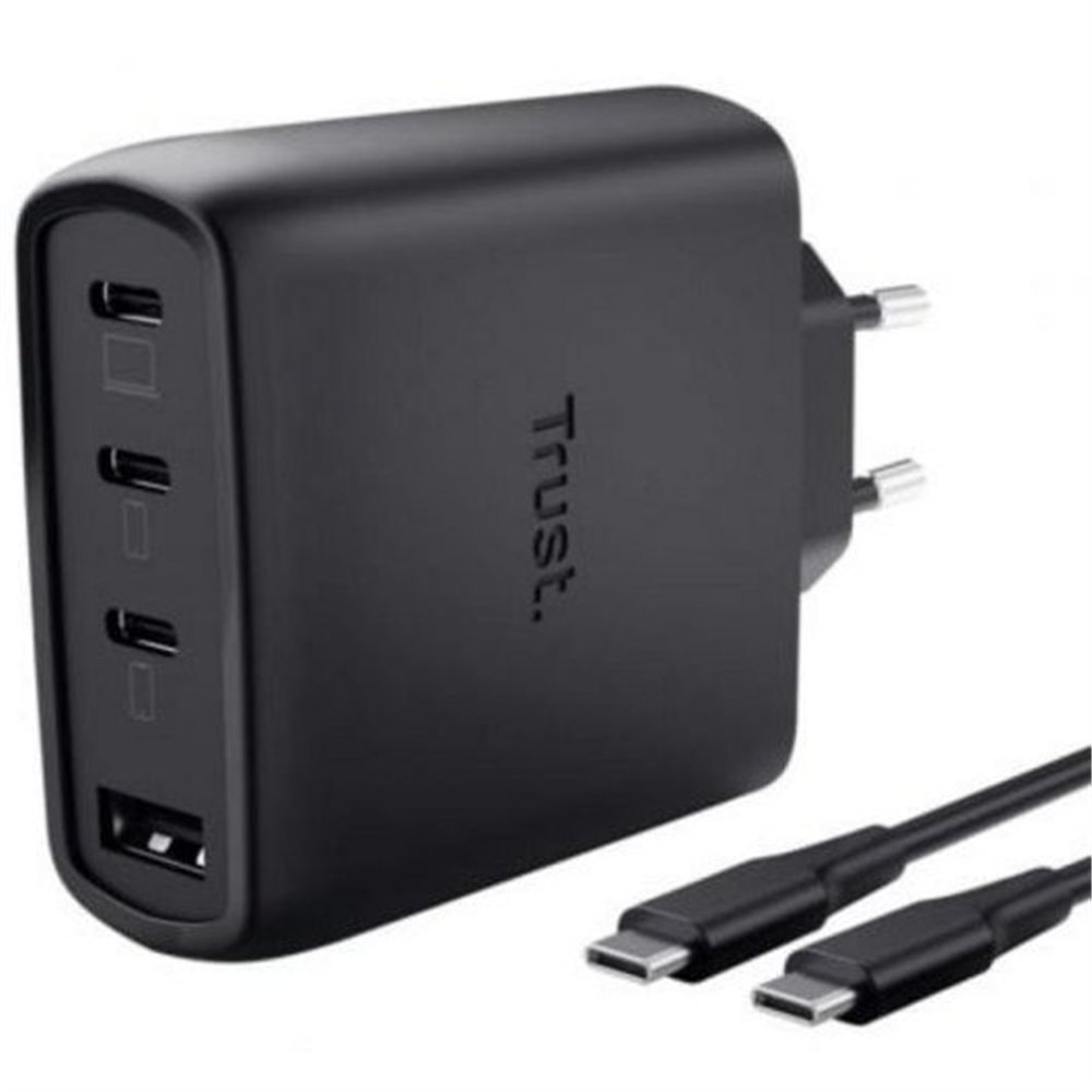 cargador trust maxo 3xusb-c 1xusb-a 65w + cable usb-c 2m black