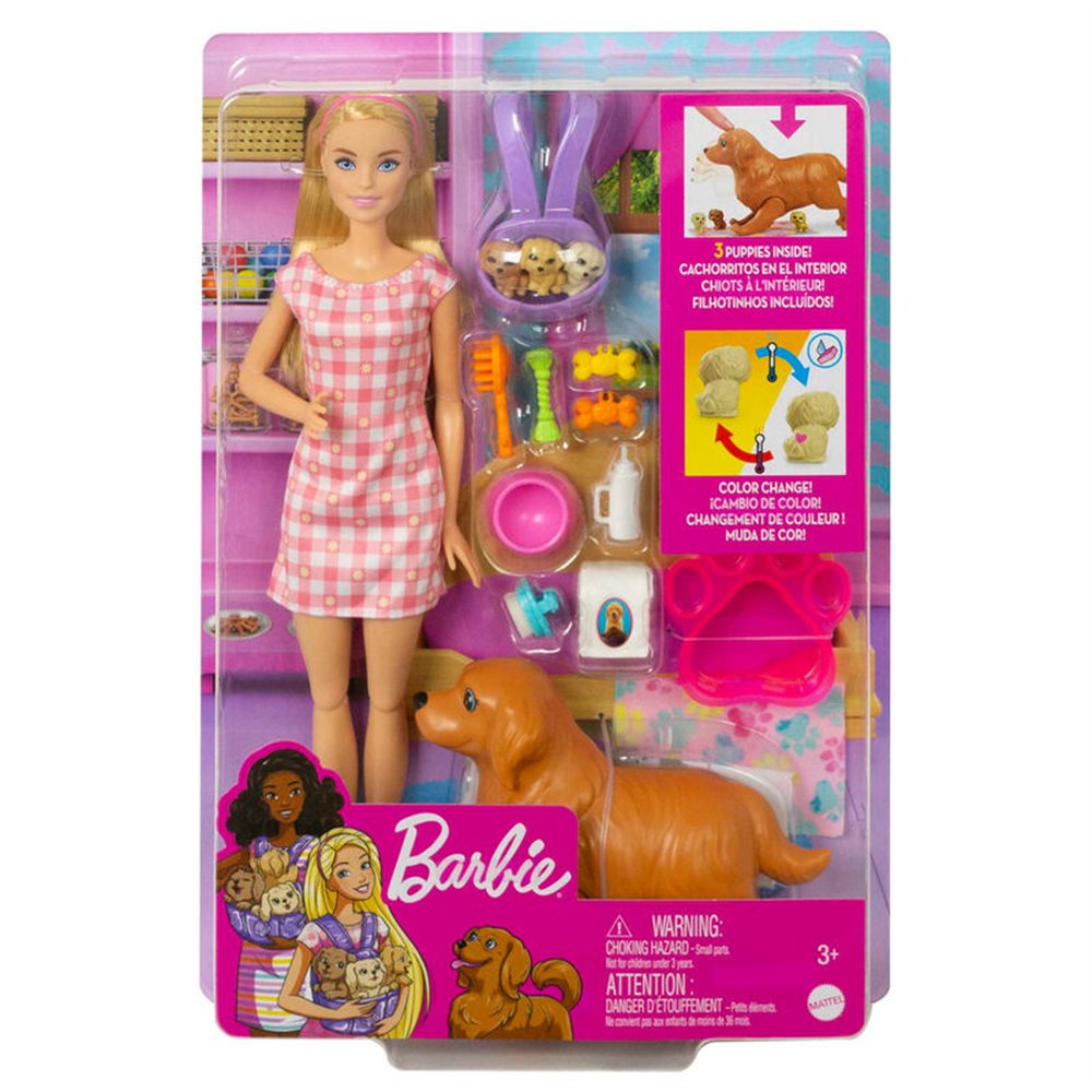 muñeca y cachorros barbie