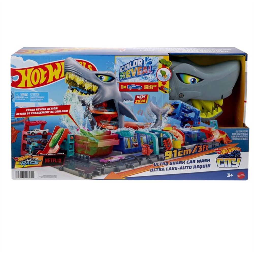 tunel de lavado con tiburón hot wheels city