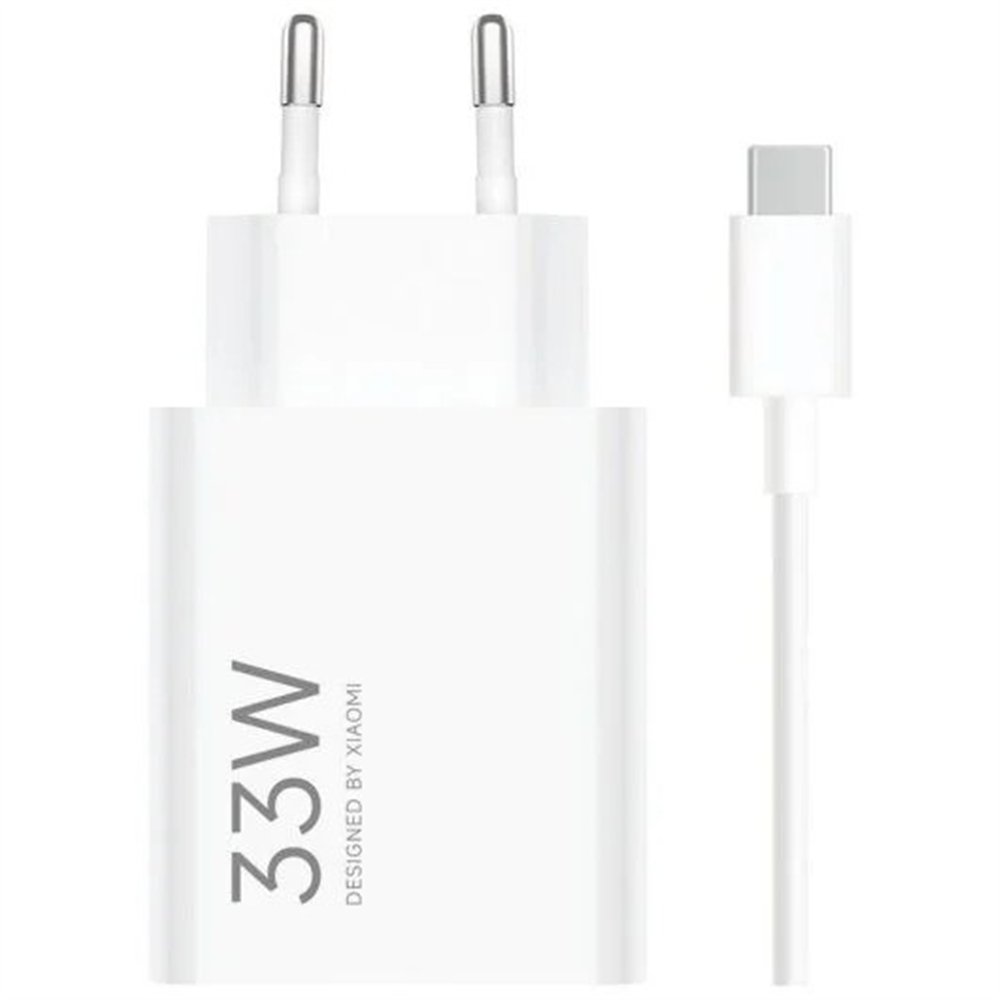 cargador de pared xiaomi combo 33w usb-a + cable white