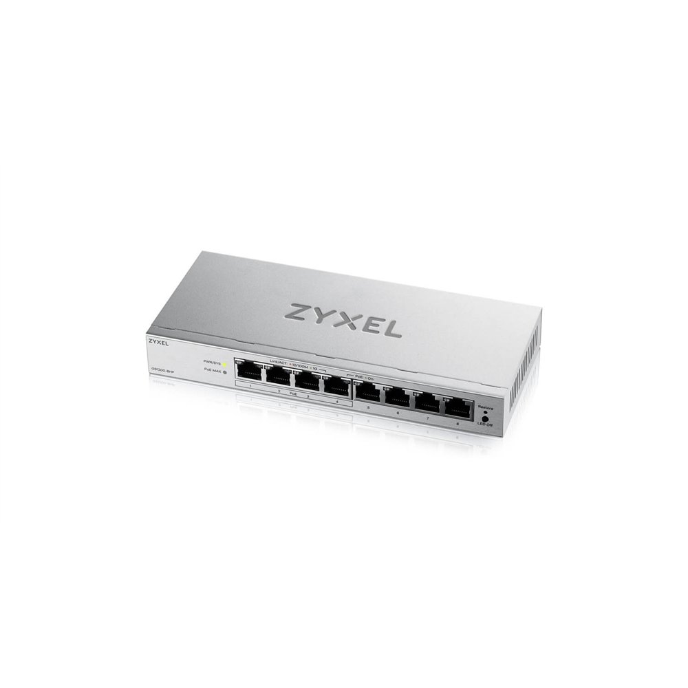 zyxel gs1200-8hpv3 gestionado l2 gigabit ethernet (10/100/1000) energía sobre ethernet (poe) escritorio gris