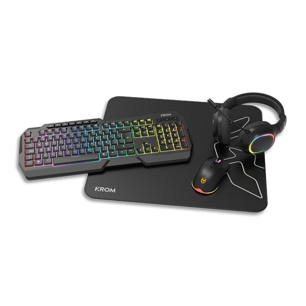 krom kenta 4 in 1 rgb gaming kit, negro