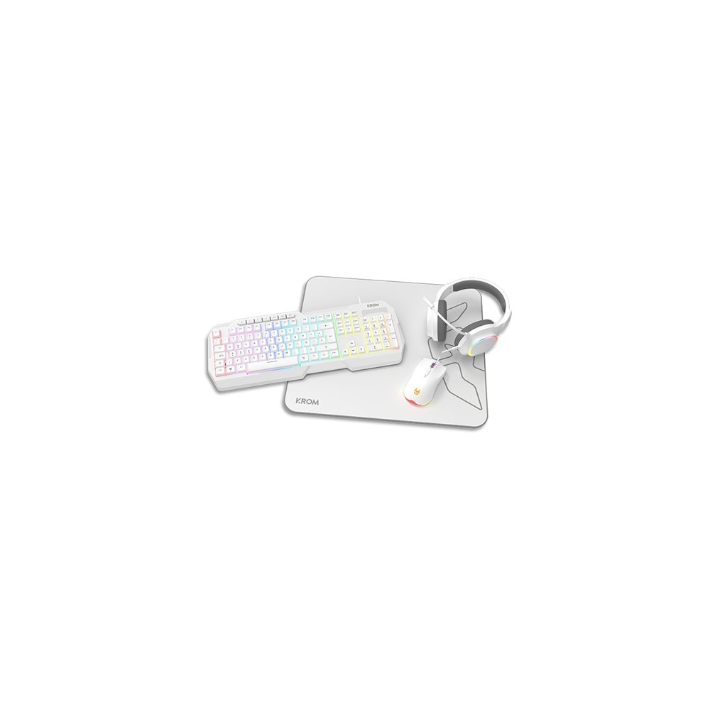 krom kenta 4 in 1 rgb gaming kit, blanco