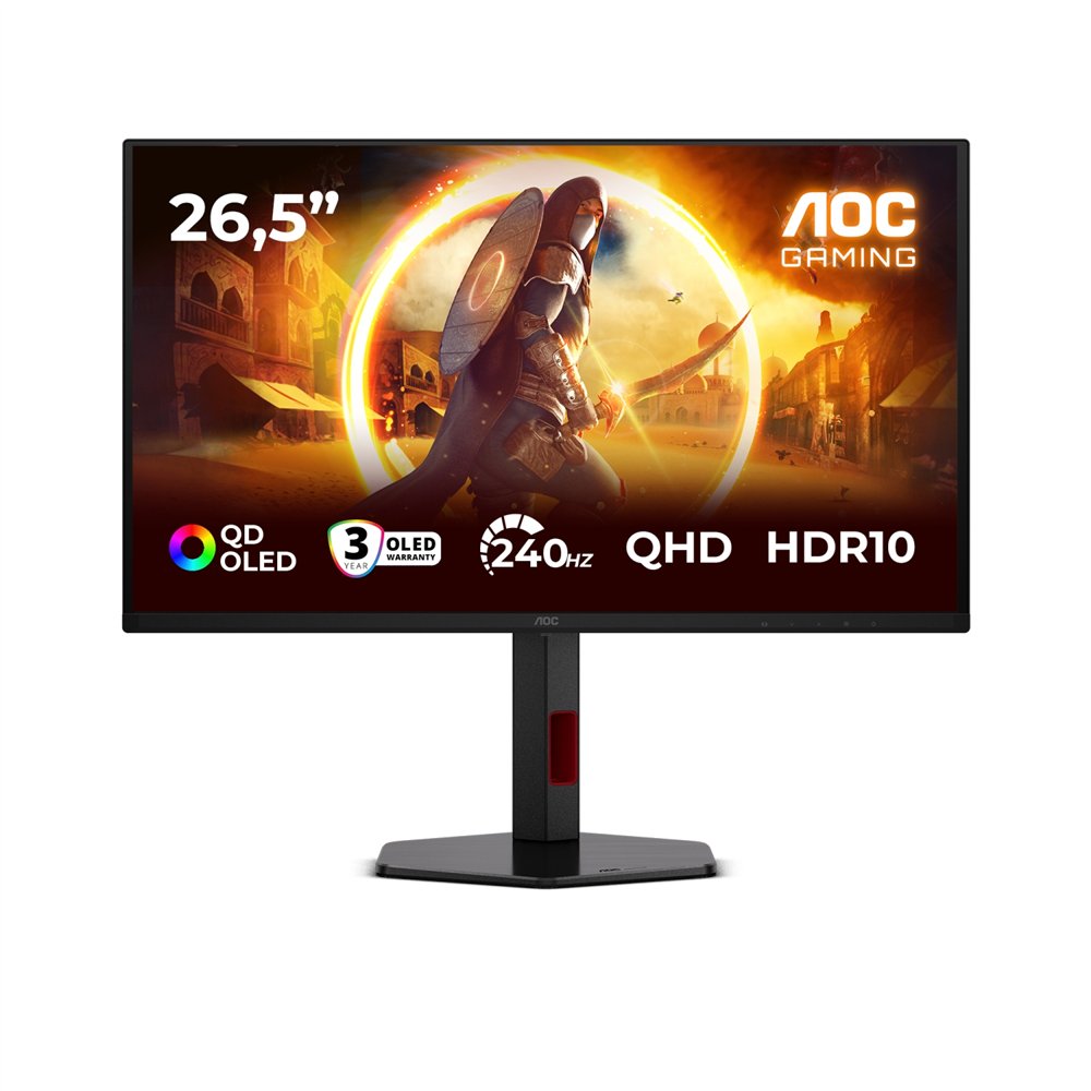 aoc g4 q27g4zdr pantalla para pc 67,3 cm (26.5") 2560 x 1440 pixeles quad hd qd-oled negro, rojo