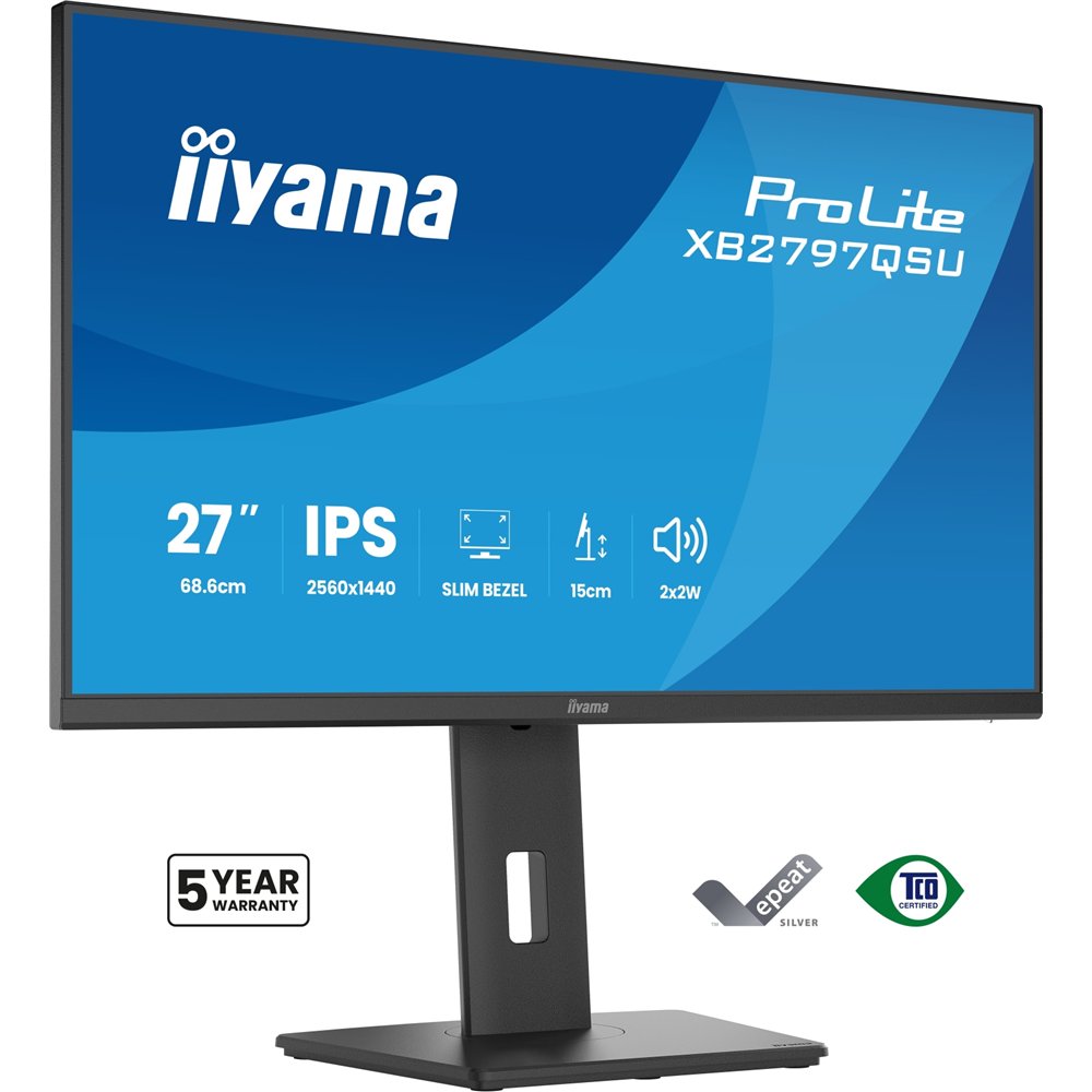 iiyama prolite xb2797qsu-b1 pantalla para pc 68,6 cm (27") 2560 x 1440 pixeles quad hd led negro