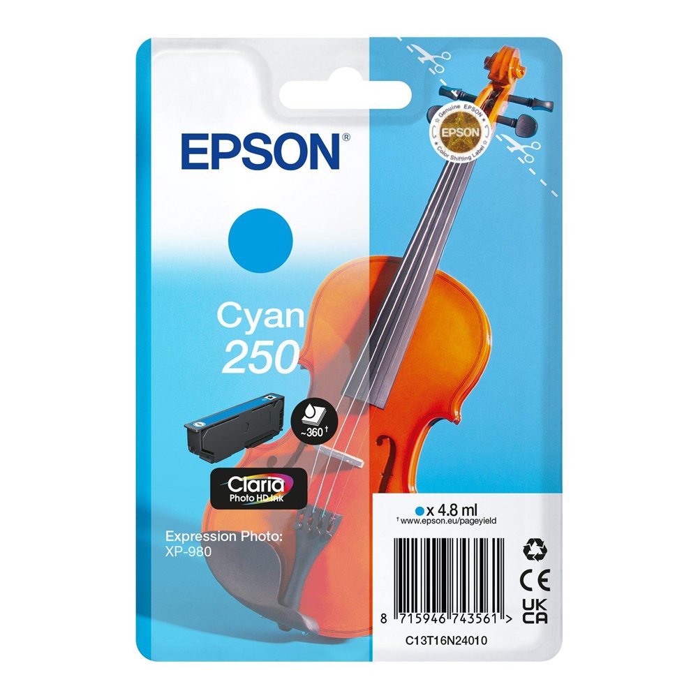 epson 250 violin claria photo hd cartucho de tinta 1 pieza(s) original cian