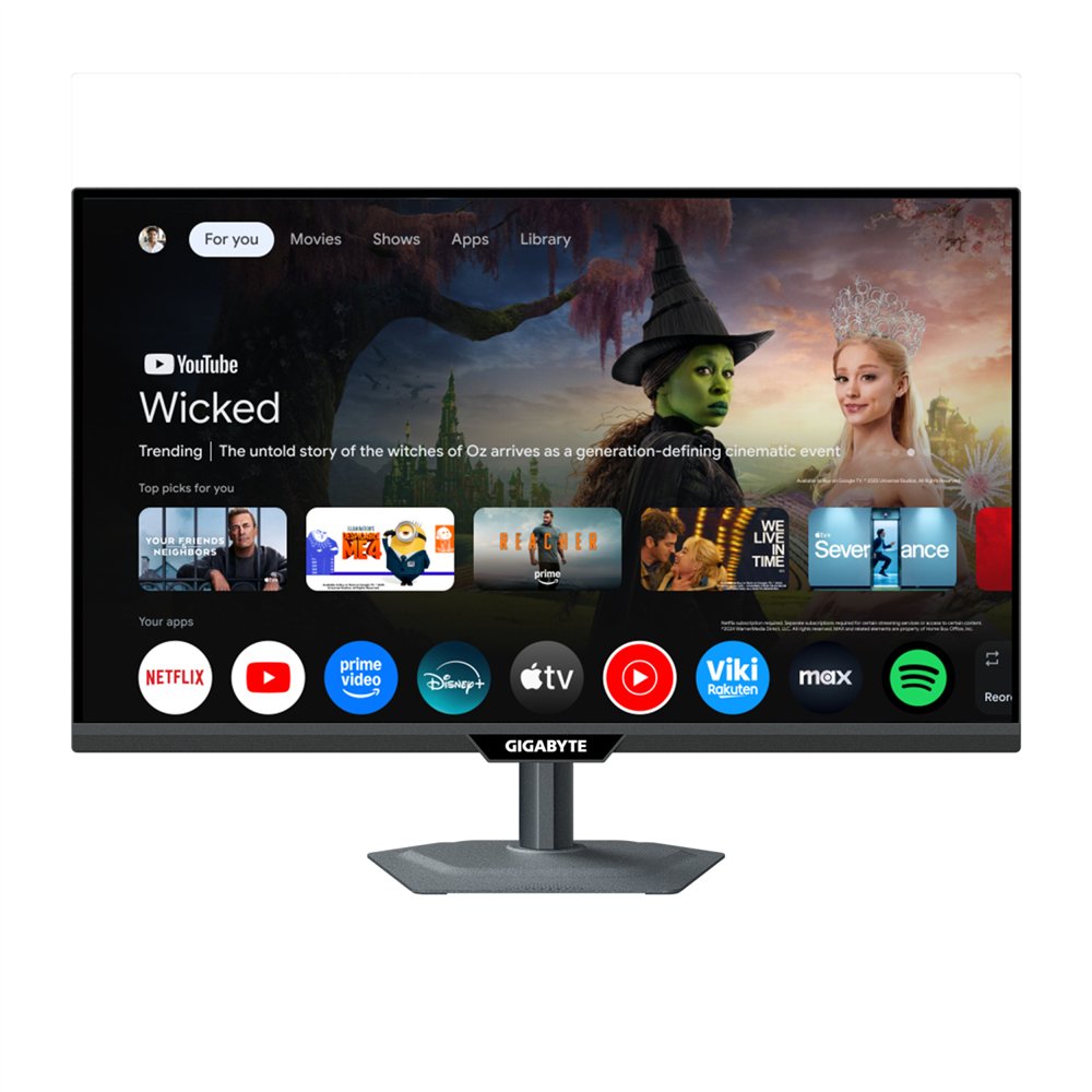gigabyte m27qs monitor inteligente 27” 2k qhd - google tv, pantalla inalámbrica, 2560 x 1440, 180hz, 1ms, 350 cd/m², freesync, d