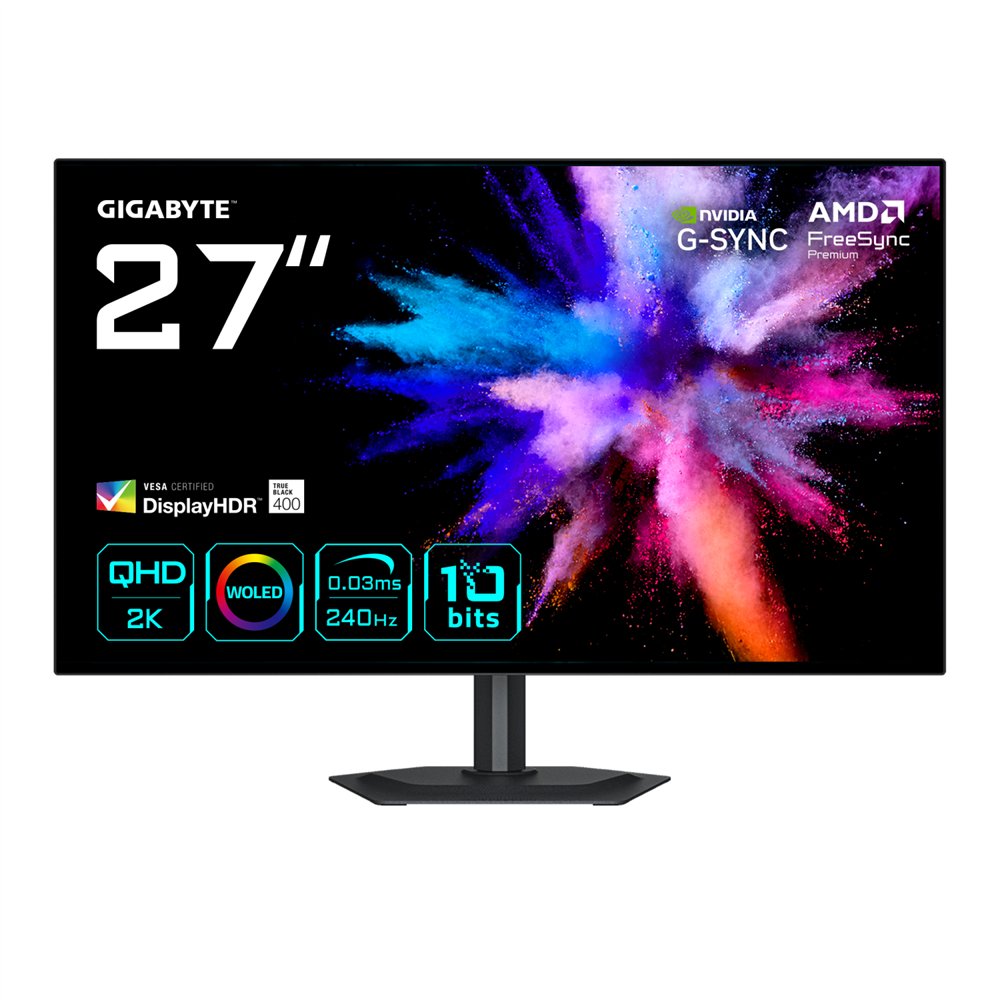 gigabyte go27q24g monitor gaming oled 27” 2k qhd - 2560 x 1440, 240hz, 0.03ms, 275 cd/m², freesync premium, g-sync compatible, h