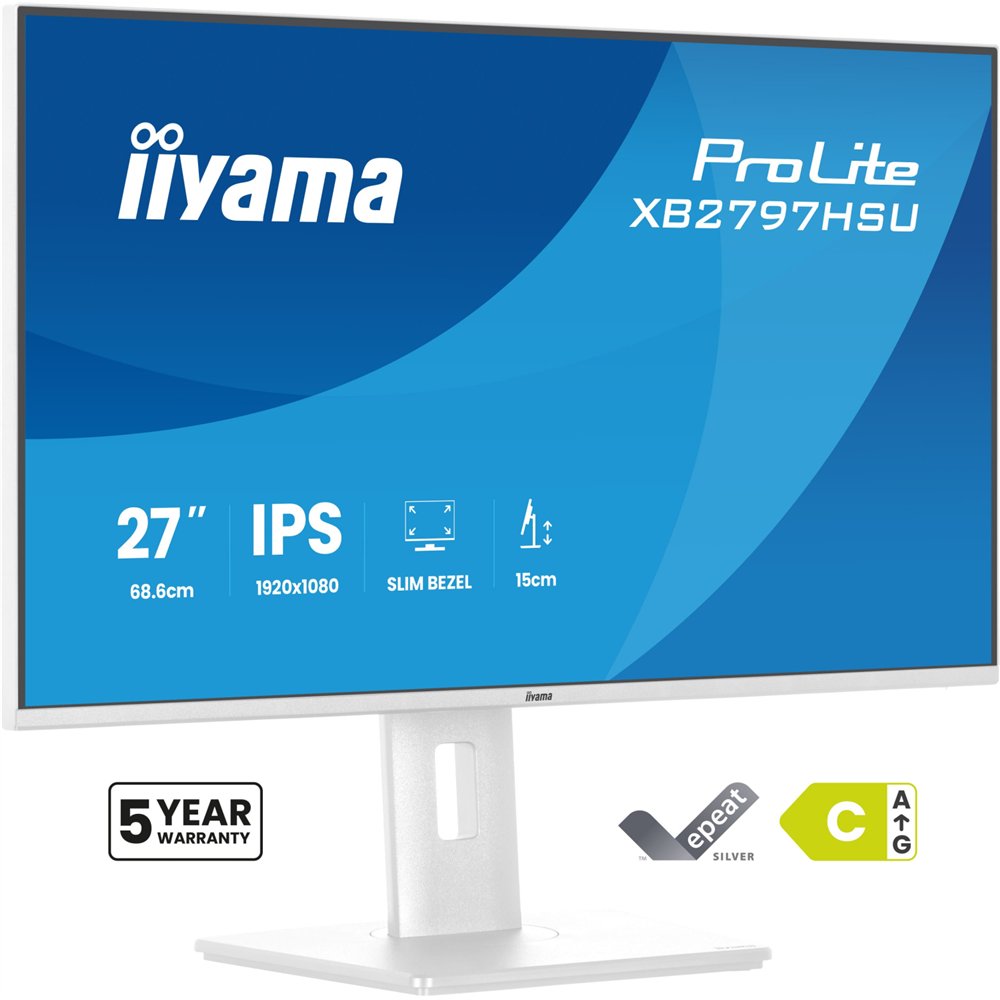 iiyama prolite xb2797hsu-w1 pantalla para pc 68,6 cm (27") 1920 x 1080 pixeles full hd led blanco