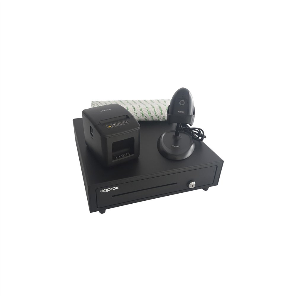 approx pos apppospack4180lan  pack cajón impresora escaner y papel