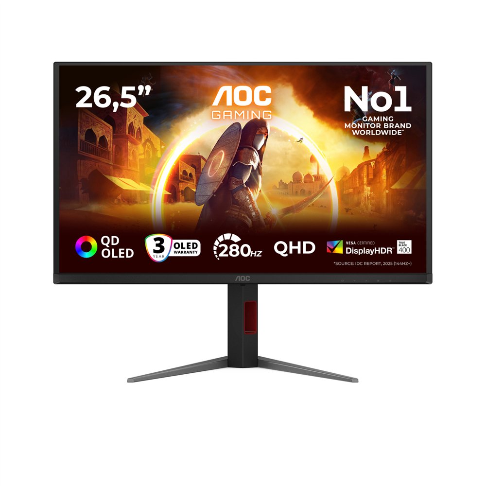 aoc g4 q27g4zd pantalla para pc 67,3 cm (26.5") 2560 x 1440 pixeles quad hd qd-oled negro, rojo